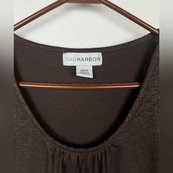 Sag Harbour Beautiful Sleeveless Top, brown with gold specks, Size L - Picture 2 of 5